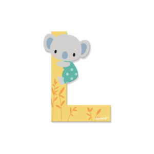 Lettera L gialla con koala in legno Janod