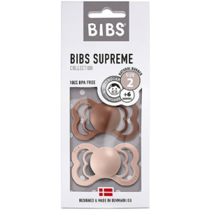 Ciuccio Supreme - Tettarella Simmetrica in Gomma Naturale - Rosso mattone e Rosa cipria Tg.2 Bibs