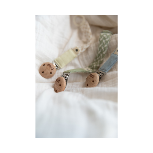 Reggiciuccio Universale Paci Clip - Salvia e Avorio - 100% Cotone Biologico Bibs - immagine 2