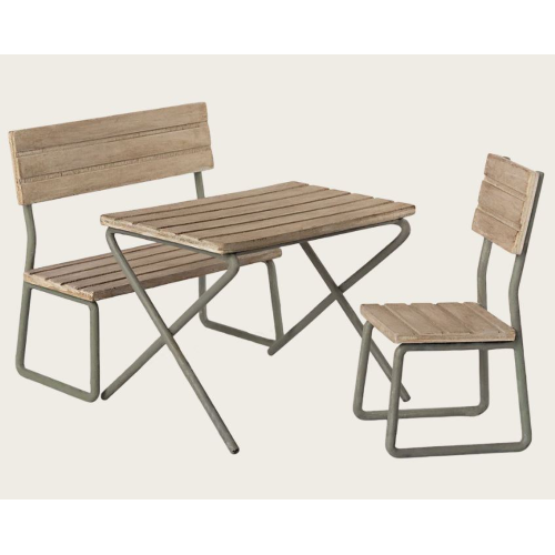 Set da giardino in miniatura - Tavola, sedia e panchina - Maileg - immagine 2