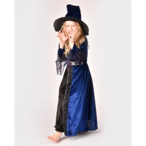 Vestito da streghetta in velluto blu con cappello - tg 4/5 anni