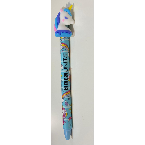 Penna cancellabile blu click clak unicorno azzurra Tinta Unita