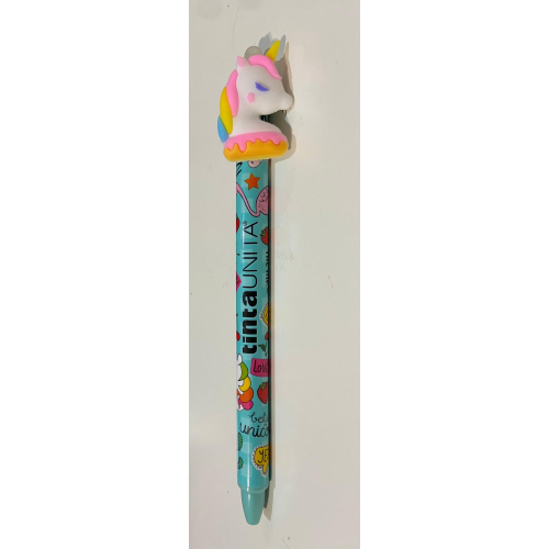 Penna cancellabile blu click clak unicorno verde acqua Tinta Unita